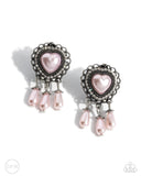 Sumptuous Story - Pink Clip-On Earrings - Paparazzi Accessories Clip-On Bedazzle Me Pretty Mobile Fashion Boutique