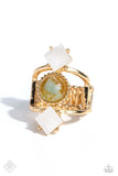 Sunbeam Showcase - Gold Ring - Paparazzi Accessories Ring Bedazzle Me Pretty Mobile Fashion Boutique