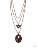 Sunburst Stage - Copper Necklace - Paparazzi Accessories Necklace Bedazzle Me Pretty Mobile Fashion Boutique