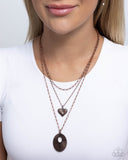 Sunburst Stage - Copper Necklace - Paparazzi Accessories Necklace Bedazzle Me Pretty Mobile Fashion Boutique