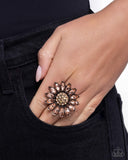 Sunflower Setting - Copper Ring - Paparazzi Accessories Ring Bedazzle Me Pretty Mobile Fashion Boutique