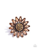 Sunflower Setting - Copper Ring - Paparazzi Accessories Ring Bedazzle Me Pretty Mobile Fashion Boutique