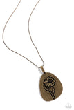 Sunflower Shift - Brass Necklace - Paparazzi Accessories Necklace Bedazzle Me Pretty Mobile Fashion Boutique