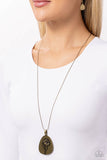 Sunflower Shift - Brass Necklace - Paparazzi Accessories Necklace Bedazzle Me Pretty Mobile Fashion Boutique