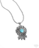 Sunflower Solstice - Blue Necklace - Paparazzi Accessories Necklace Bedazzle Me Pretty Mobile Fashion Boutique