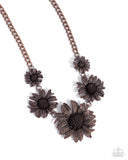 Sunflower Spring - Copper Necklace - Paparazzi Accessories Necklace Bedazzle Me Pretty Mobile Fashion Boutique