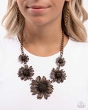 Sunflower Spring - Copper Necklace - Paparazzi Accessories Necklace Bedazzle Me Pretty Mobile Fashion Boutique
