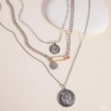 Sunset Safety - Silver Necklace - Paparazzi Accessories Necklace Bedazzle Me Pretty Mobile Fashion Boutique