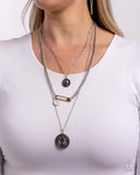 Sunset Safety - Silver Necklace - Paparazzi Accessories Necklace Bedazzle Me Pretty Mobile Fashion Boutique