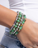 Supervisory Stack - Green Bracelet - Paparazzi Accessories Bracelet Bedazzle Me Pretty Mobile Fashion Boutique