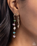 Suspended Sheen - Gold Post Earrings - Paparazzi Accessories Post Earrings Bedazzle Me Pretty Mobile Fashion Boutique