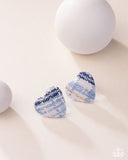 Sweetheart Stitching - Blue Post Earrings - Paparazzi Accessories Post Earrings Bedazzle Me Pretty Mobile Fashion Boutique
