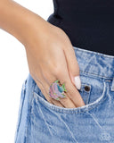 Swimming in Style - Green Ring - Paparazzi Accessories Ring Bedazzle Me Pretty Mobile Fashion Boutique