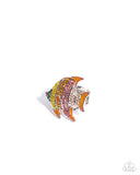 Swimming in Style - Orange Ring - Paparazzi Accessories Ring Bedazzle Me Pretty Mobile Fashion Boutique