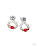 Swirl Selfie - Red Post Earrings - Paparazzi Accessories Post Earrings Bedazzle Me Pretty Mobile Fashion Boutique