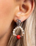 Swirl Selfie - Red Post Earrings - Paparazzi Accessories Post Earrings Bedazzle Me Pretty Mobile Fashion Boutique