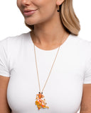 Synchronized Swimming - Orange Necklace - Paparazzi Accessories Necklace Bedazzle Me Pretty Mobile Fashion Boutique