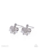 Tactical Turtle - Silver Post Earrings - Paparazzi Accessories Post Earrings Bedazzle Me Pretty Mobile Fashion Boutique