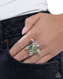 Tailored Turtle - Green Ring - Paparazzi Accessories Ring Bedazzle Me Pretty Mobile Fashion Boutique