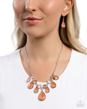 Talented Teardrops - Orange Necklace - Paparazzi Accessories Necklace Bedazzle Me Pretty Mobile Fashion Boutique