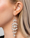 Talk of The Ton - White Earrings - Paparazzi Accessories Earrings Bedazzle Me Pretty Mobile Fashion Boutique