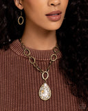 Tangible Tranquility - Brass Necklace - Paparazzi Accessories Necklace Bedazzle Me Pretty Mobile Fashion Boutique