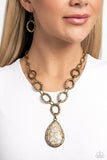 Tangible Tranquility - Brass Necklace - Paparazzi Accessories Necklace Bedazzle Me Pretty Mobile Fashion Boutique