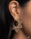 Tangled Tapestry - Gold Earrings - Paparazzi Accessories Earrings Bedazzle Me Pretty Mobile Fashion Boutique