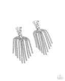 Tapered Twilight - White Post Earrings - Paparazzi Accessories Post Earrings Bedazzle Me Pretty Mobile Fashion Boutique
