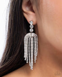 Tapered Twilight - White Post Earrings - Paparazzi Accessories Post Earrings Bedazzle Me Pretty Mobile Fashion Boutique