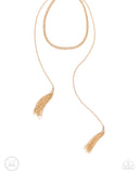 Tassel Theme - Gold Necklace - Paparazzi Accessories Necklace Bedazzle Me Pretty Mobile Fashion Boutique