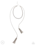 Tassel Theme - Silver Necklace - Paparazzi Accessories Necklace Bedazzle Me Pretty Mobile Fashion Boutique