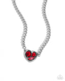 Tasteful Triad - Red Necklace - Paparazzi Accessories Necklace Bedazzle Me Pretty Mobile Fashion Boutique