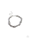 Tasteful Twists - Silver Bracelet - Paparazzi Accessories Bracelet Bedazzle Me Pretty Mobile Fashion Boutique