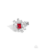Tastefully Tilted - Red Ring - Paparazzi Accessories Ring Bedazzle Me Pretty Mobile Fashion Boutique