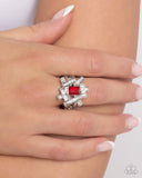 Tastefully Tilted - Red Ring - Paparazzi Accessories Ring Bedazzle Me Pretty Mobile Fashion Boutique