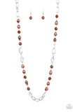 Tea Party Tango - Brown Necklace - Paparazzi Accessories Necklace Bedazzle Me Pretty Mobile Fashion Boutique