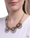 Teardrop Timeline - Brass Necklace - Paparazzi Accessories Necklace Bedazzle Me Pretty Mobile Fashion Boutique