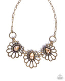 Teardrop Timeline - Brass Necklace - Paparazzi Accessories Necklace Bedazzle Me Pretty Mobile Fashion Boutique