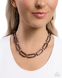 Technical Texture - Copper Necklace - Paparazzi Accessories Necklace Bedazzle Me Pretty Mobile Fashion Boutique
