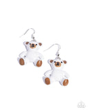 Teddy Trinket - White Earrings - Paparazzi Accessories Earrings Bedazzle Me Pretty Mobile Fashion Boutique