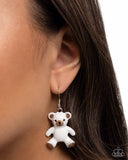 Teddy Trinket - White Earrings - Paparazzi Accessories Earrings Bedazzle Me Pretty Mobile Fashion Boutique