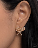 Tennis Team - Gold Post Earrings - Paparazzi Accessories Post Earrings Bedazzle Me Pretty Mobile Fashion Boutique