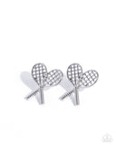 Tennis Team - Silver Post Earrings - Paparazzi Accessories Post Earrings Bedazzle Me Pretty Mobile Fashion Boutique