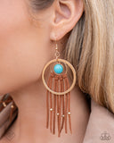 Texan Tapestry - Gold Earrings - Paparazzi Accessories Earrings Bedazzle Me Pretty Mobile Fashion Boutique