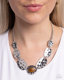 Textured Timbre - Brown Necklace - Paparazzi Accessories Necklace Bedazzle Me Pretty Mobile Fashion Boutique