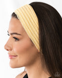 Textured Tutor - Yellow Headband - Paparazzi Accessories Bedazzle Me Pretty Mobile Fashion Boutique