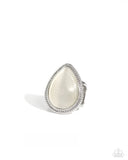 The Rain in MAINE - White Ring - Paparazzi Accessories Ring Bedazzle Me Pretty Mobile Fashion Boutique