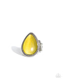 The Rain in MAINE - Yellow Ring - Paparazzi Accessories Ring Bedazzle Me Pretty Mobile Fashion Boutique