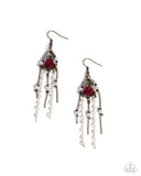 The Toast of the Ton - Brass Earrings - Paparazzi Accessories Earrings Bedazzle Me Pretty Mobile Fashion Boutique